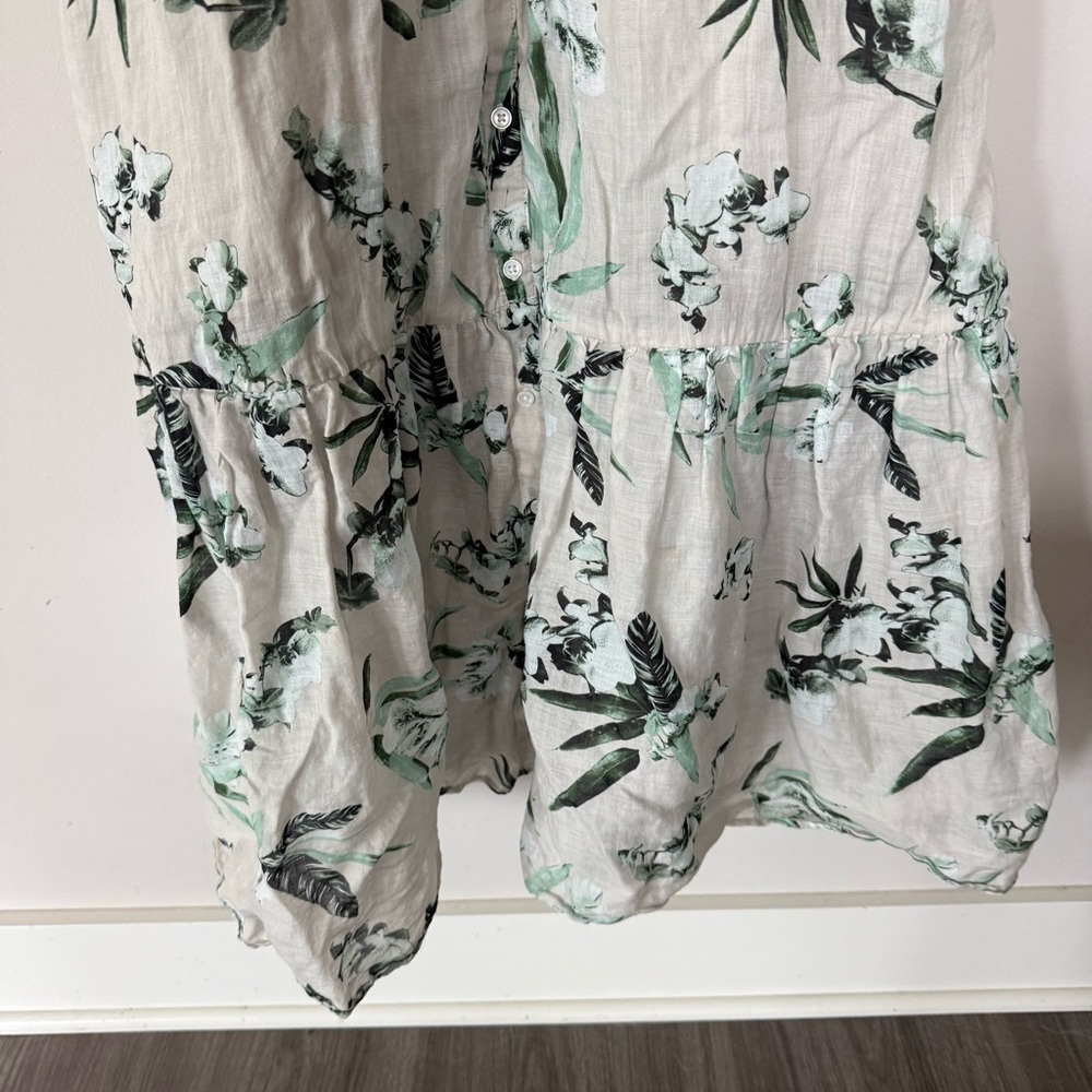 Banana Republic Ramie Button Front Maxi Dress in Khaki Floral - Picture 8 of 16